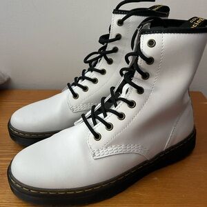 Dr. Martens White Zavala Leather Boots 7Men/9Women